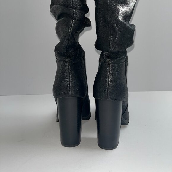 Katy Perry Black Textured High Heel Calf Slouchy Boots 8M - Picture 3 of 5